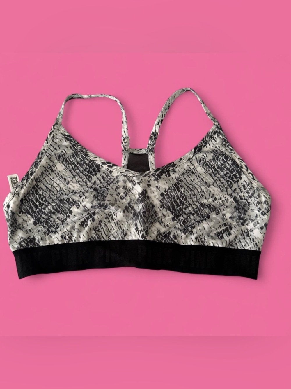 Victoria's Secret Snake-Print Sports Bralette in Gray and Black